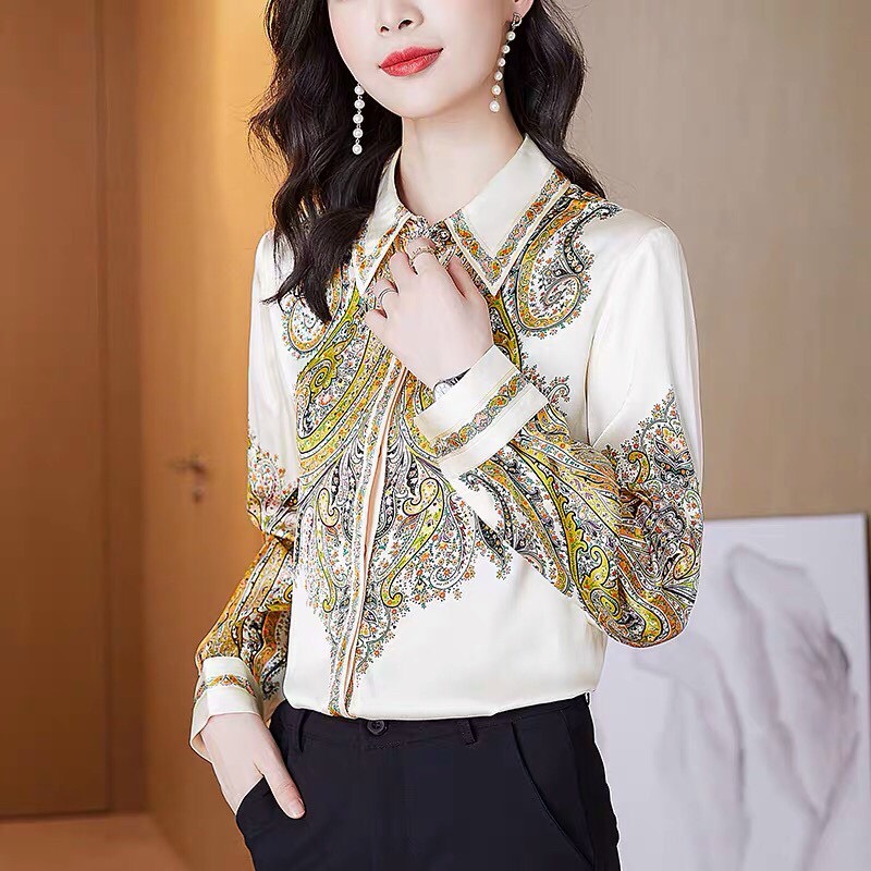 Áo Sơ Mi Lụa Họa Tiết - SM71